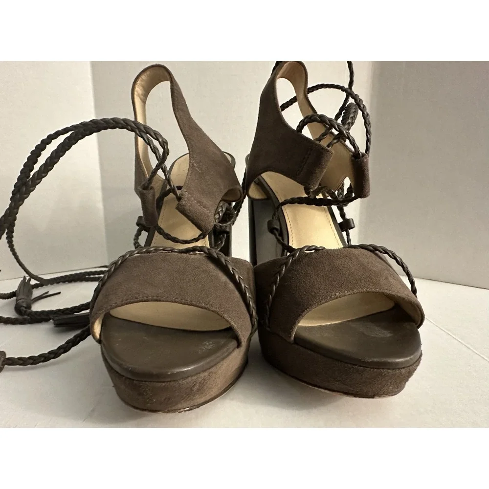 Vince Camuto Shoes Womens Size 6.5M VC-Kaelena Platform Heels Suede‎ Lace Up